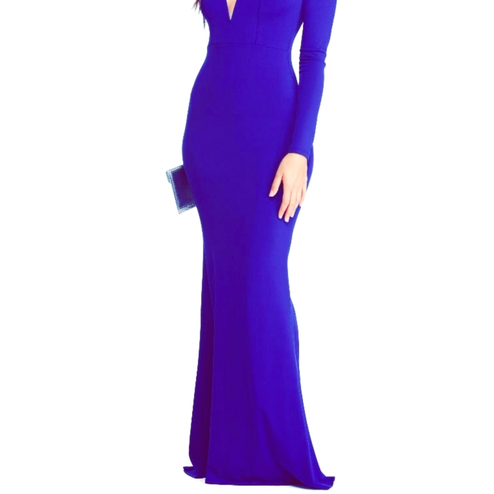 ⭕️5/$25⭕️ Like New! Long Sleeve Stretch Gown W/Slit - Picture 1 of 7